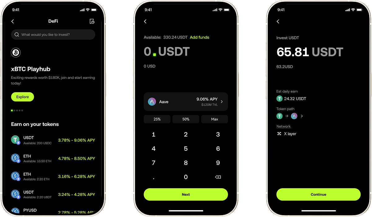 Option 01 — three phone screens
