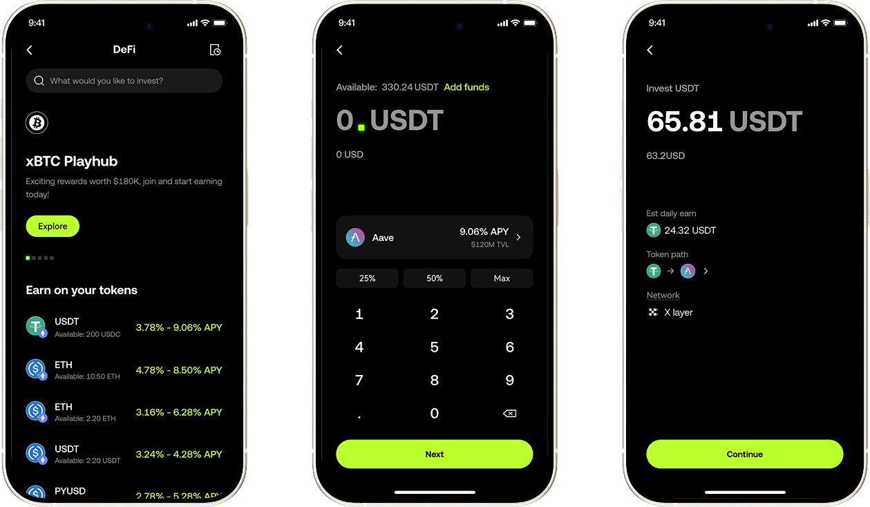 Final invest flow across three screens